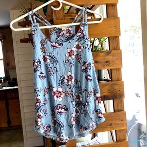 Baby blue floral tank